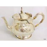 Ornate embossed small continental silver teapot 240gms