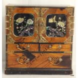 C19th Japanese lacquer jewellery cabinet, 2 doors enclosing 6 drawers with 3 underneath.  30cm high