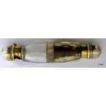 C19th double ended cut glass scent bottle.  12cm long