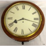 A Mahogany Fusee round wall clock 38cm diameter