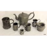 A quantity of early Pewter and other metal ware to include Victorian