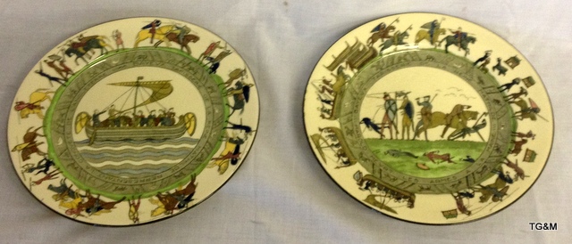 2 Royal Doulton plates depicting Bayeux tapestries