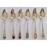 6 Georgian silver bright cut tail teaspoons, hallmarked London 1811, 87gms