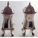 Silver salt and pepper, hallmarked Birmingham 1914, maker E.S.P.