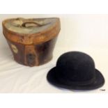 A Herbert Johnson Bowler hat in fitted leather hat box