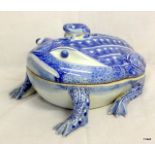 C19th Chinese export porcelain box in the form of a frog, with a smaller frog as the handle.  27cm
