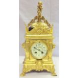 A French cast brass gilt table clock, 8 day with makers mark J.S, possibly early Japy Freres, full