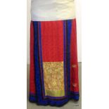 A Chinese silk Court underskirt (red, blue & gold)