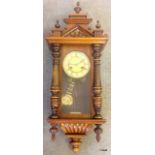 A Mahogany cased Viennese regulator wall mounted clock with enamel dial l 53 x w 32 x d 19