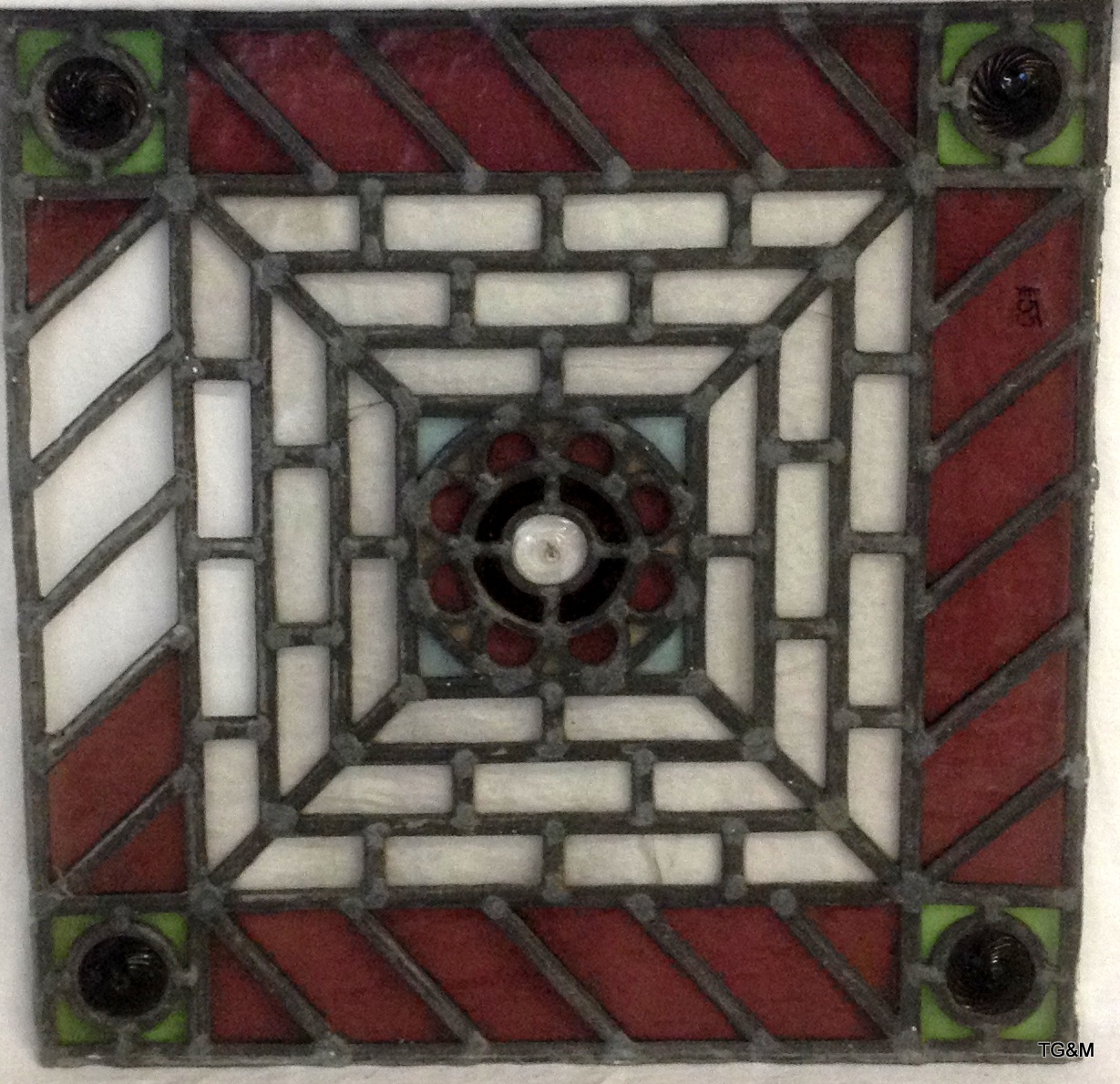 Square lead stain glass window