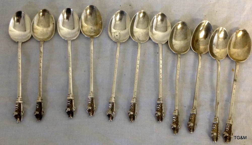 Set of 11 silver apostle spoons