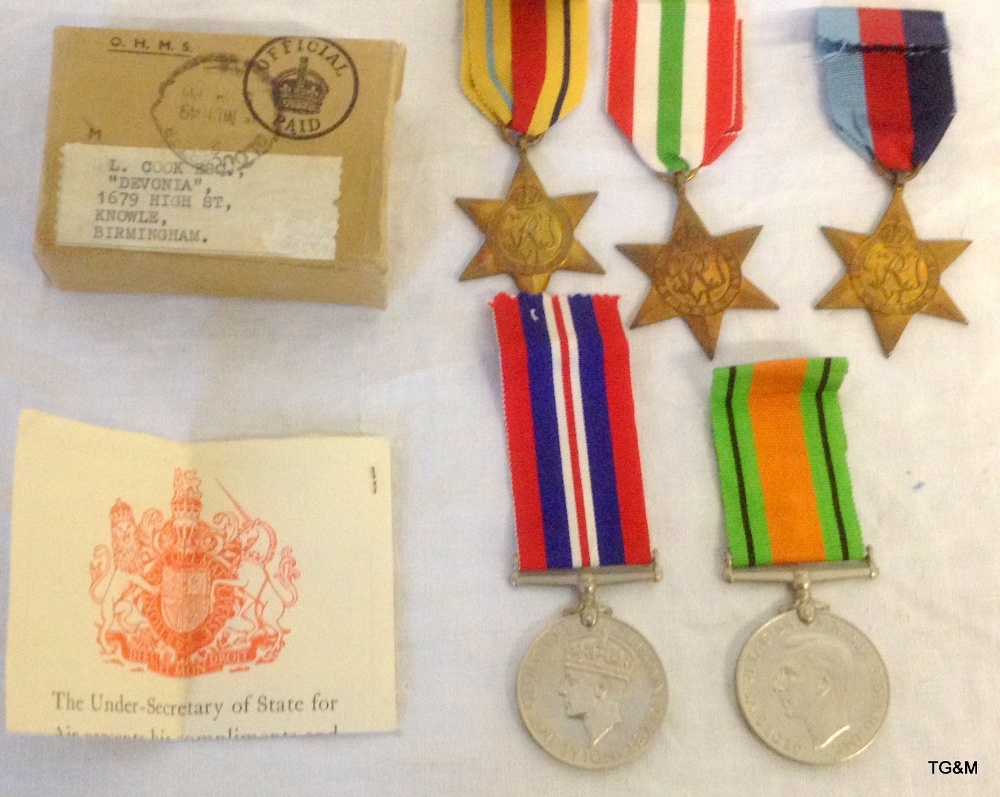 An impressive WW2 medal group of 5 including the Africa and Italy Stars, with documents and