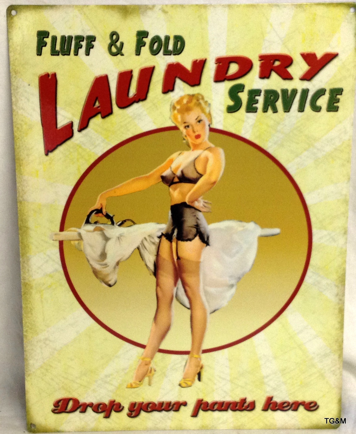 Metal advertising sign - laundry service