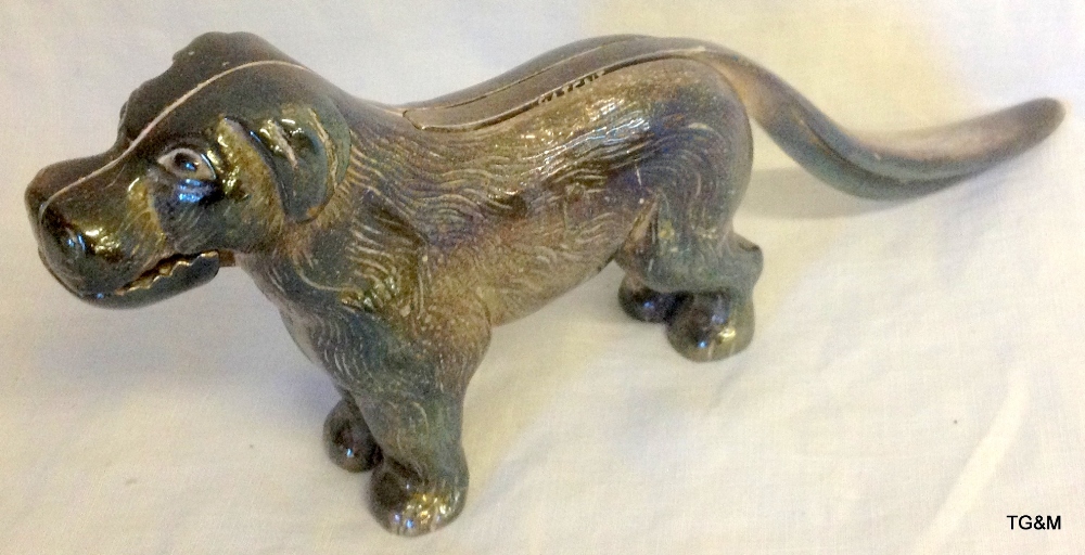 Victorian silver plated nut crackers in the form of a dog