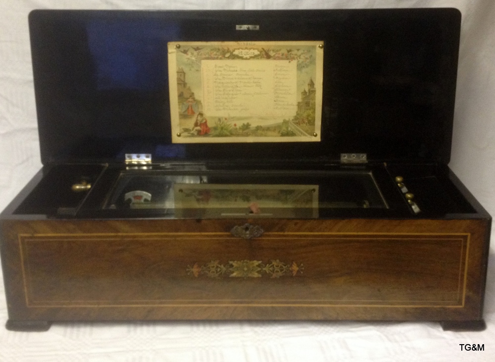 Victorian rosewood Swiss music box