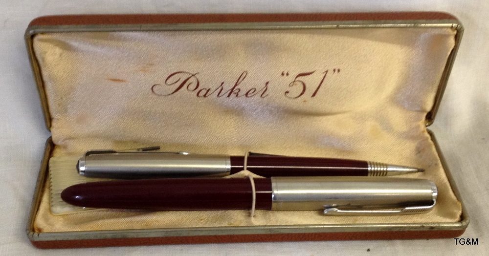 Parker 51 fountain pen and pencil in box