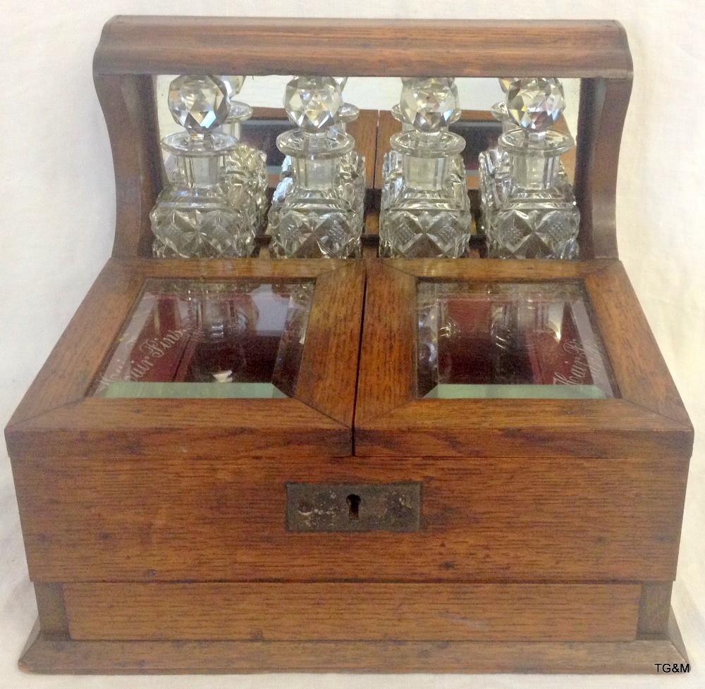 Oak cased perfume / jewellery Tantalus C1900