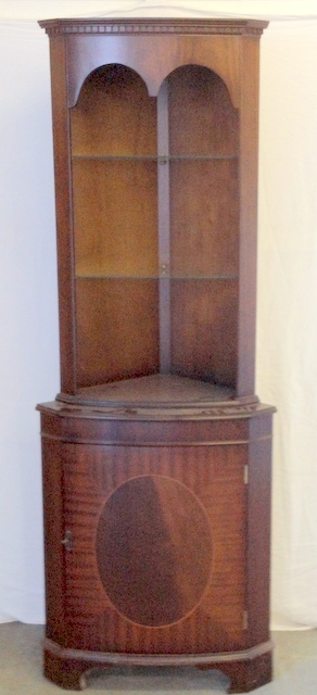 Reproduction mahogany corner cupboard