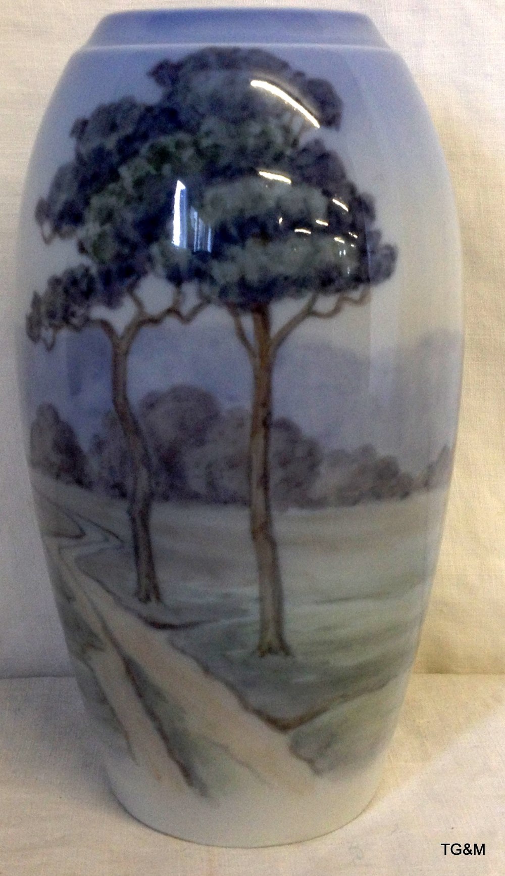 Royal Copenhagen vase of a woodland scene