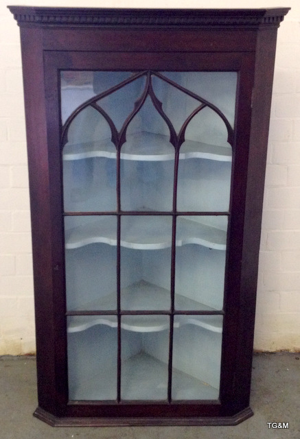 Georgian hanging display cabinet with glass door and fitted shelves