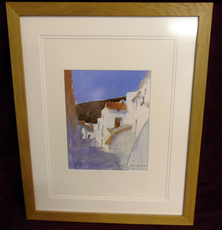 Framed watercolour - Spanish scene by Klaus Hinkel