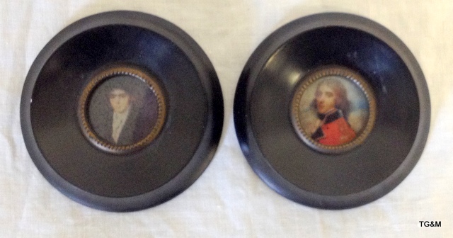 A pair of miniatures in wooden frames