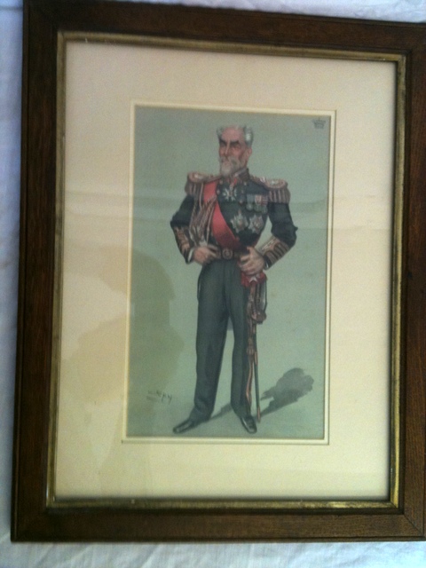 A framed coloured print of Admiral Clanwilliam by spy 1903