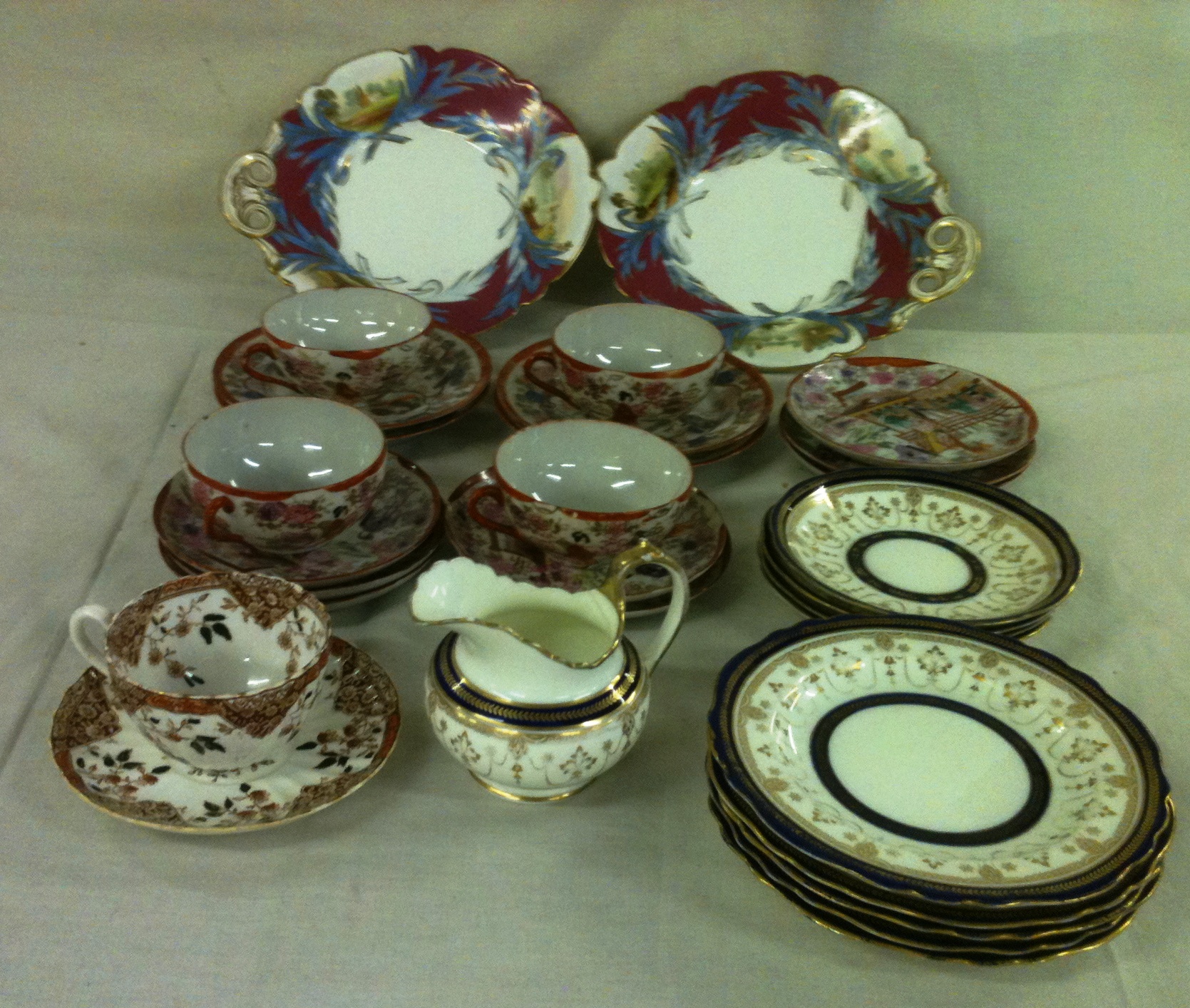 Mixed porcelain including hand painted comports and part Japanese egg shell tea set