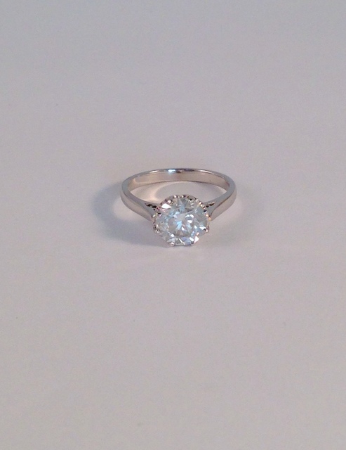 18ct white gold round brilliant cut diamond solitaire ring, diamond approx 2.5ct