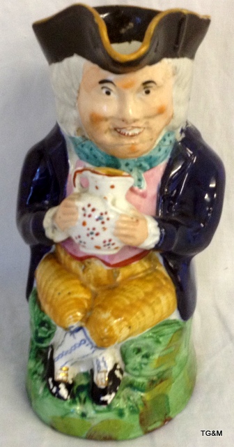 Sampson Smith cross legged Toby jug C1850 (a/f)