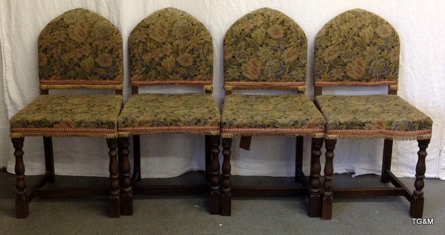 Four tapestry oak chairs