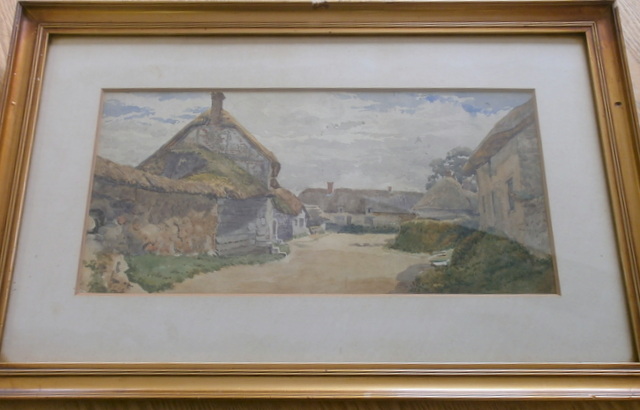 Victorian watercolour of a farm yard scene