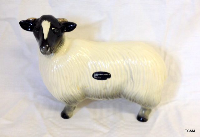 Coppercraft porcelain model of a sheep