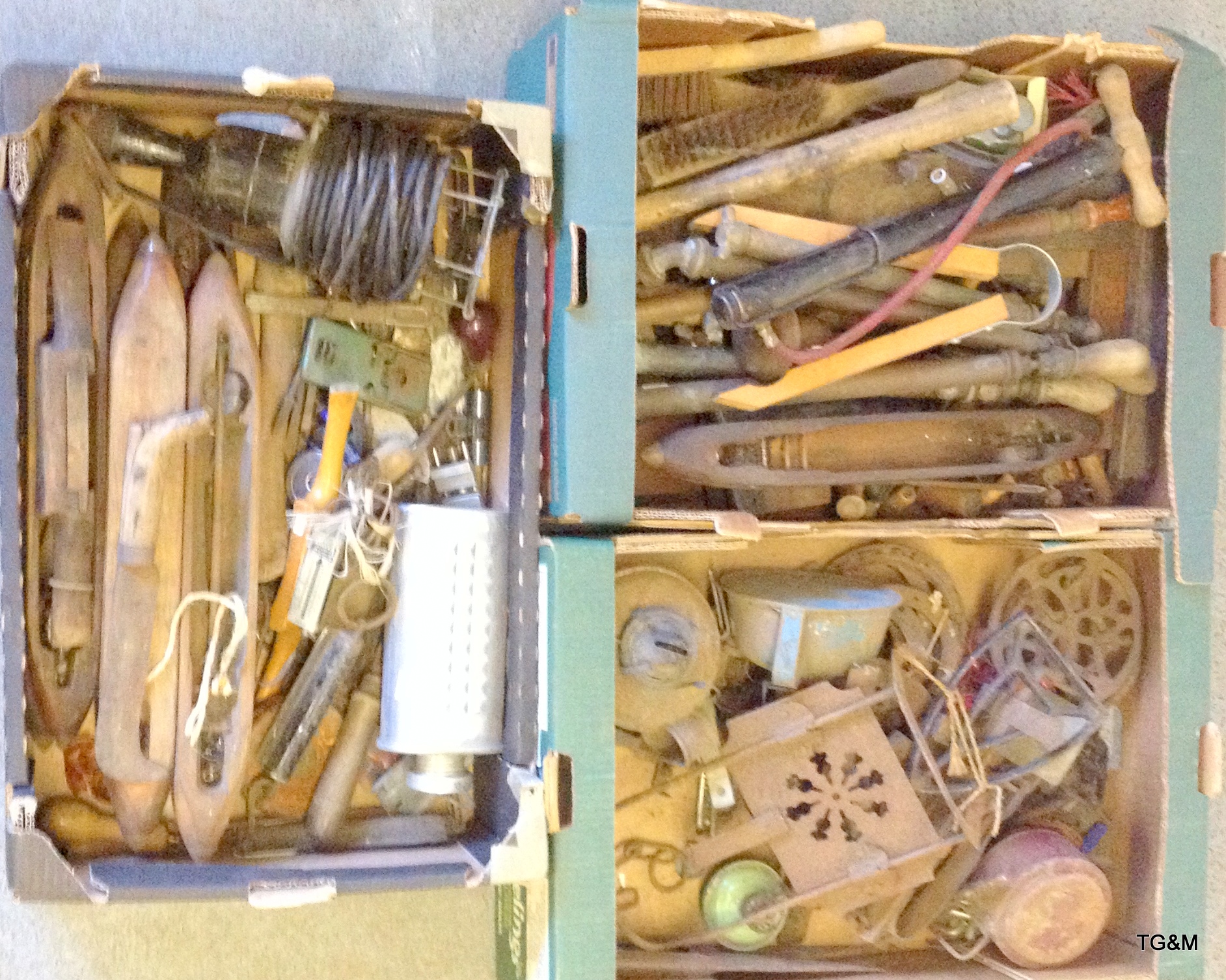 Three boxes of assorted tools etc
