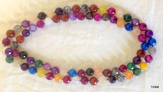 Long necklace of glass beads