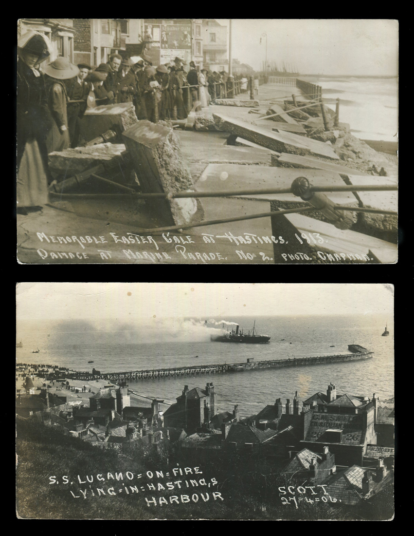 A group of 6 photographic postcards of Hastings, East Sussex, including photographic postcards