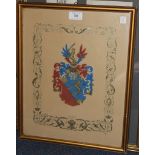 E.A. - Coat of Arms, a late 19th Century armorial in gouache and gilt with printed border, signed