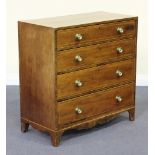 A 19th Century mahogany chest with boxwood line inlaid decoration, fitted with four graduated long