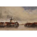 Louis van Staaten - 'Dordrecht', watercolour with gouache, signed, approx 34cm x 52.5cm, within a