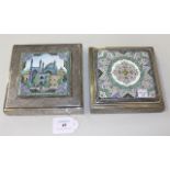 Two 20th Century Persian silver and enamel boxes, each of square form and inset with an enamel