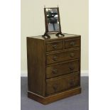 An Edwardian walnut chest of two short and three long drawers, on a plinth base, height approx 94cm,