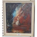 George William - Study of a Dancer on Stage, 20th Century oil on canvas-board, signed, approx 29.5cm