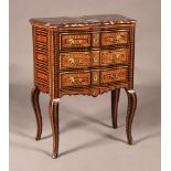 A 19th Century Continental kingwood, walnut and ebony inlaid serpentine fronted secrétaire chest