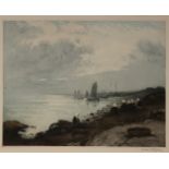 Manuel Robbe - 'Les Sardinieres', colour aquatint, circa 1920, signed in crayon, approx 48cm x 60cm,