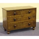 A Victorian mahogany chest of two short and two long drawers, on turned bun feet, height approx