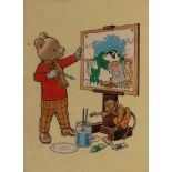 Follower of Alfred Bestall - Rupert the Bear at an Easel painting a Picture of his Chums, mid-20th