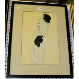 After Raphael Kirchner - Woman smelling Salts, 20th Century colour print, approx 39cm x 25cm.