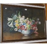 Mary Stickland - Still Life Study of Flowers in a Bowl, watercolour, signed and dated 1937, approx