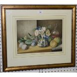 Follower of James Holland - Still Life Study of an Arrangement of Flowers and Fruit, late 19th