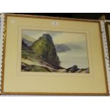 Herbert Hughes Richardson - 'Castle Rock near Lynton, N. Devon', watercolour, signed recto, titled